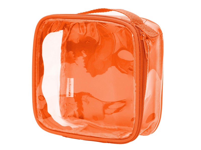 EzPacking Clear TSA Approved 3-1-1 Travel Toiletry Bag for Carry On/Quart Size Transparent Liquids Pouch for Airport Security/Reusable See Through Vinyl & PVC Plastic Organizer Men Women (Orange) - Image 1